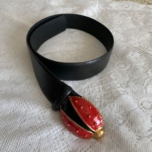 CARLISLE Black Leather Lady Bug Belt